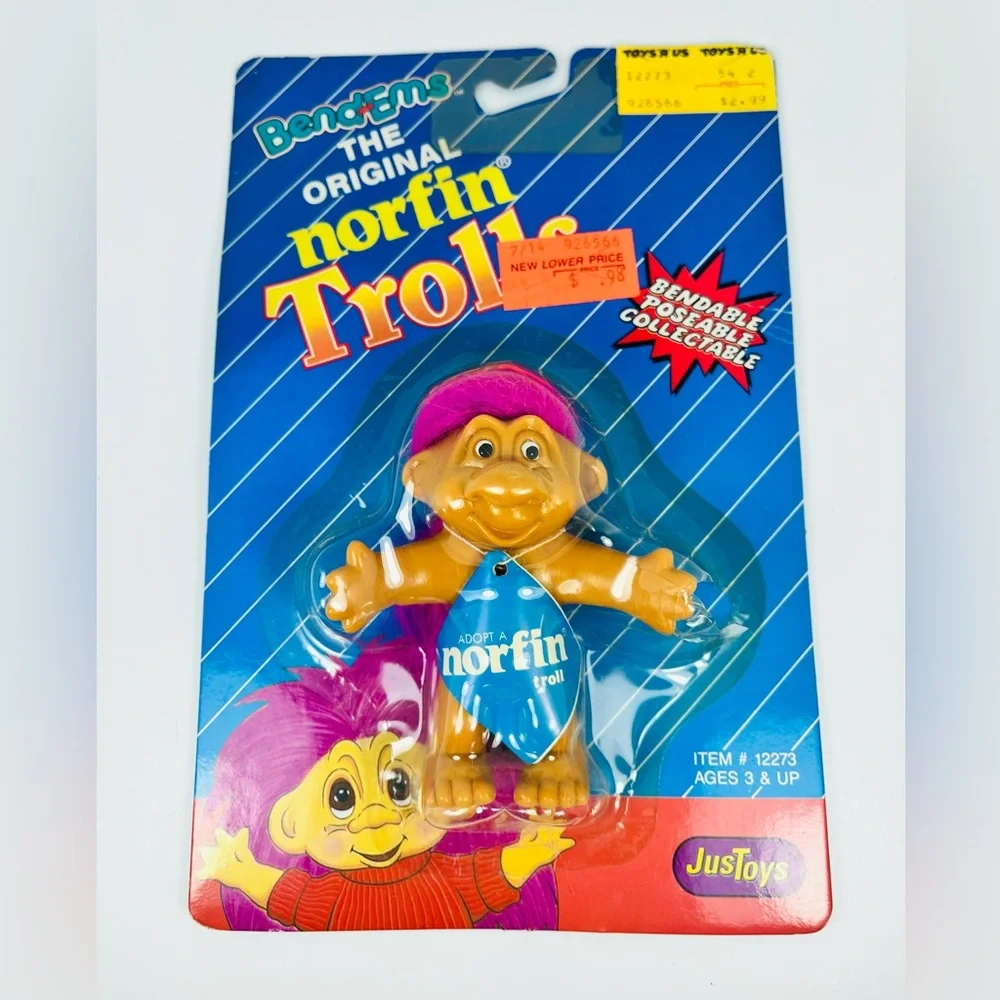 Norfin Troll Bend Ems Toy Vintage Bendable Poseable 1992 Pink Hair Just Toys